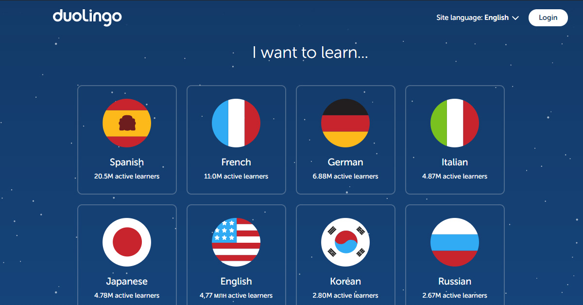 Duolingo offers dozens of language courses that make learning addictive and fun.